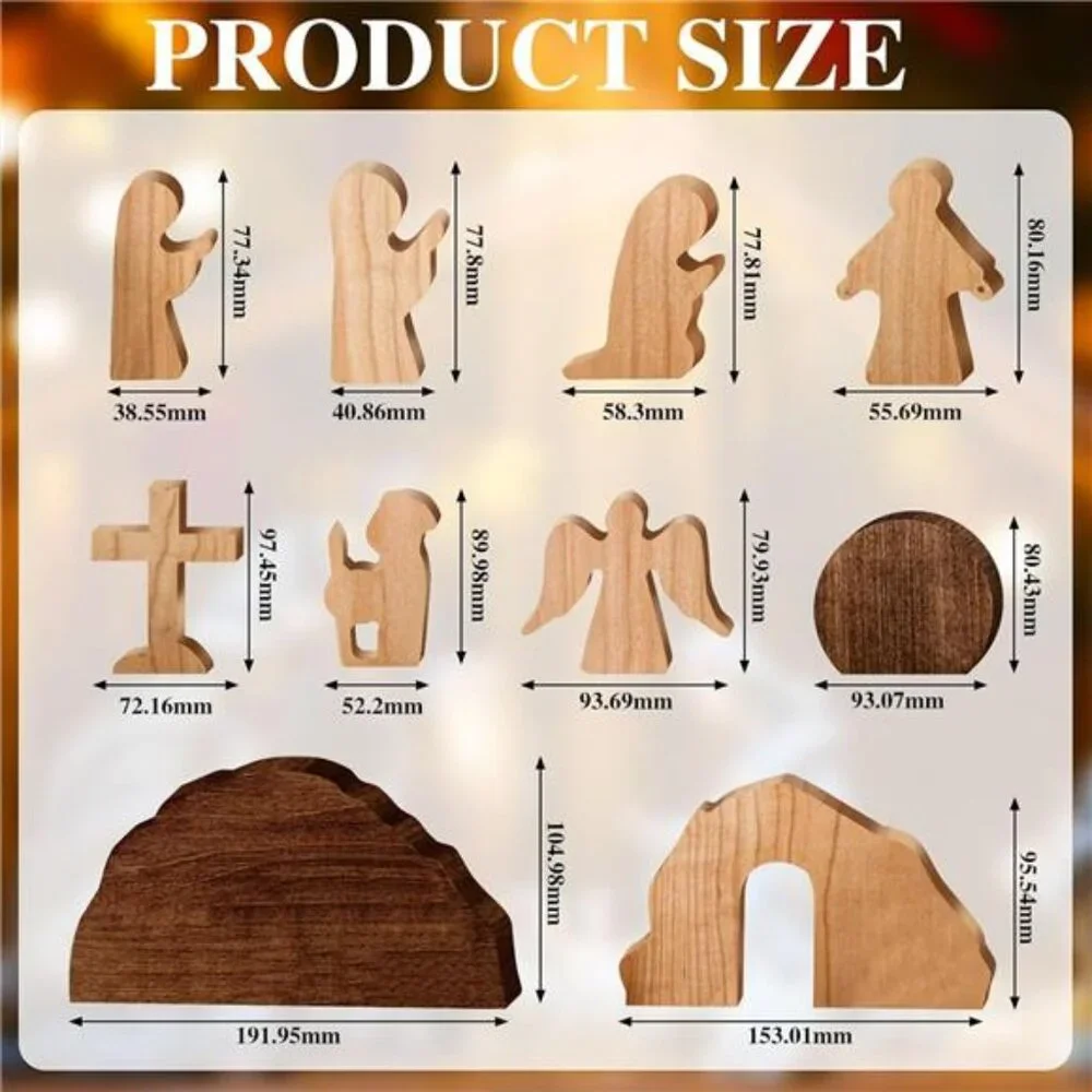 10 Pcs Easter Decorations - Easter Scene -Wooden Decoration